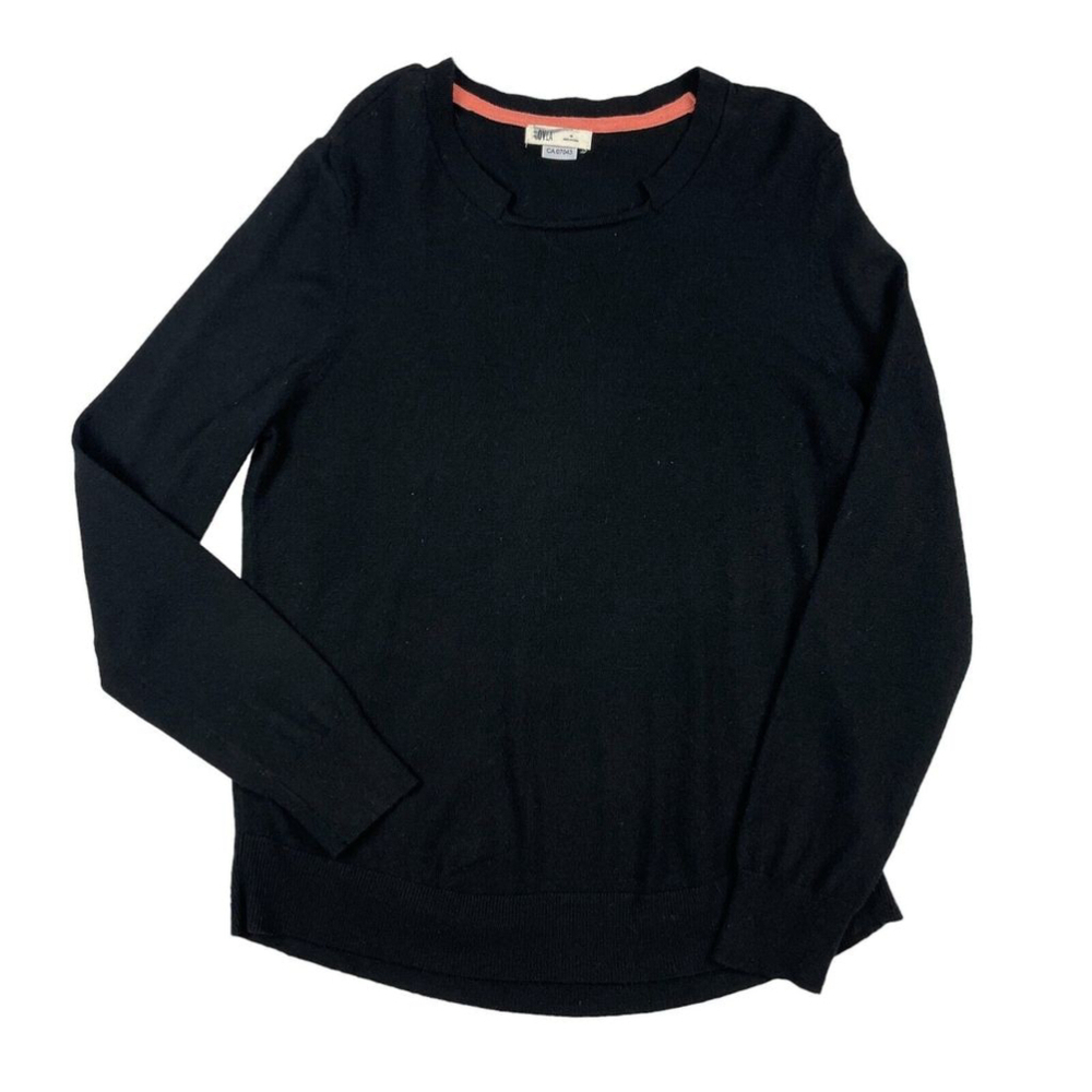 Ovla Sweater Womens Medium Black Solid Knit Long Sleeve Crew Neck Pullover
